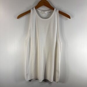 A.L.C. White Sleeveless Top Womens Size Large 100% Cotton Spring Summer Basic